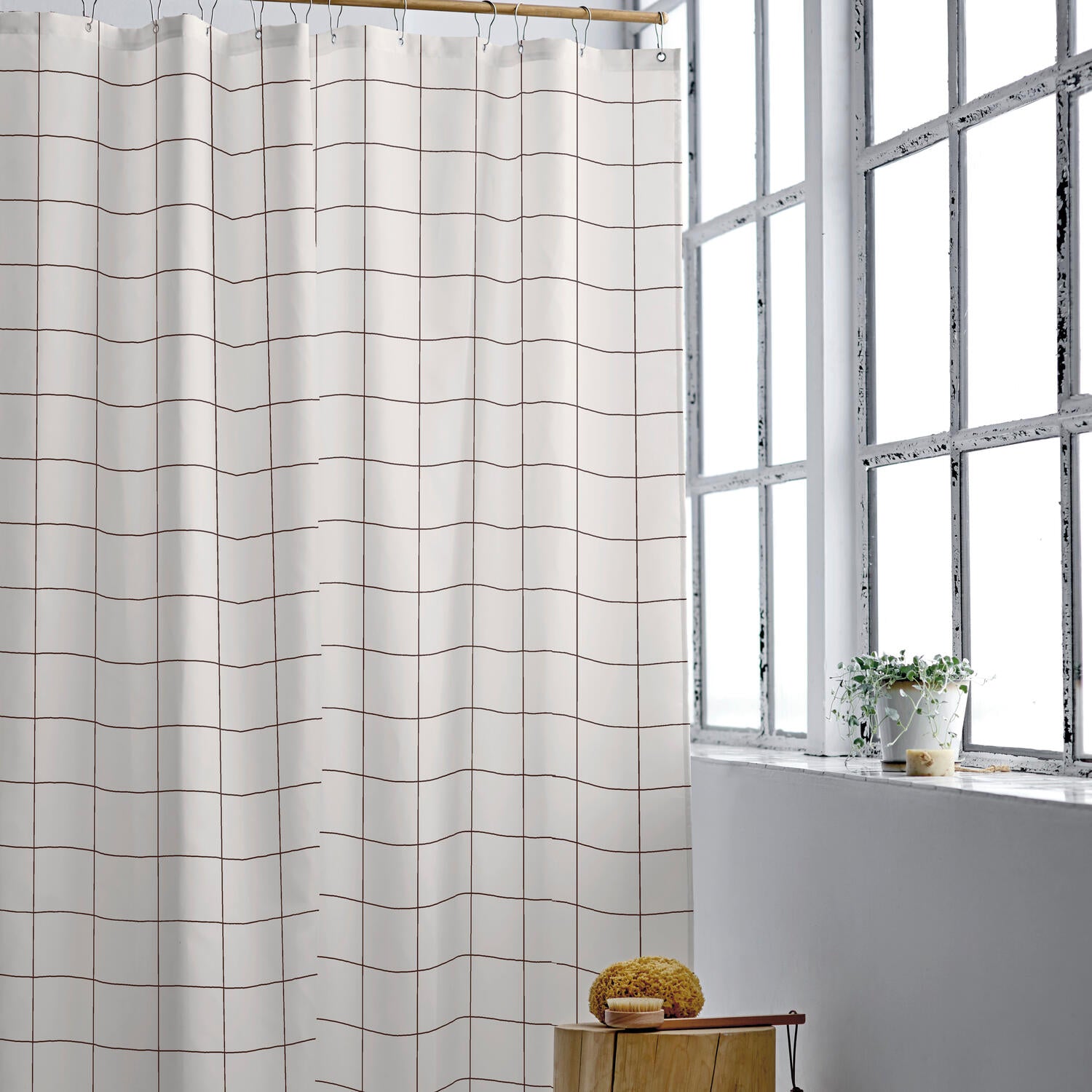 Badeforhæng, Off white - 180x200 cm.